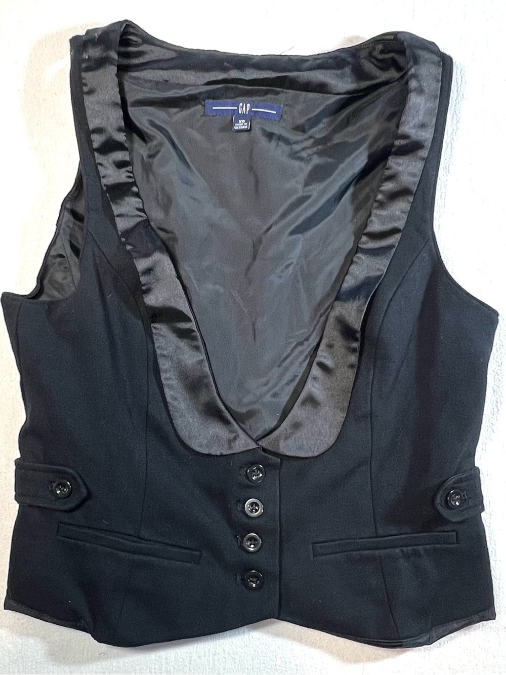 Gap Black Satin-Trim Tuxedo Style Vest, Indie Sleeze